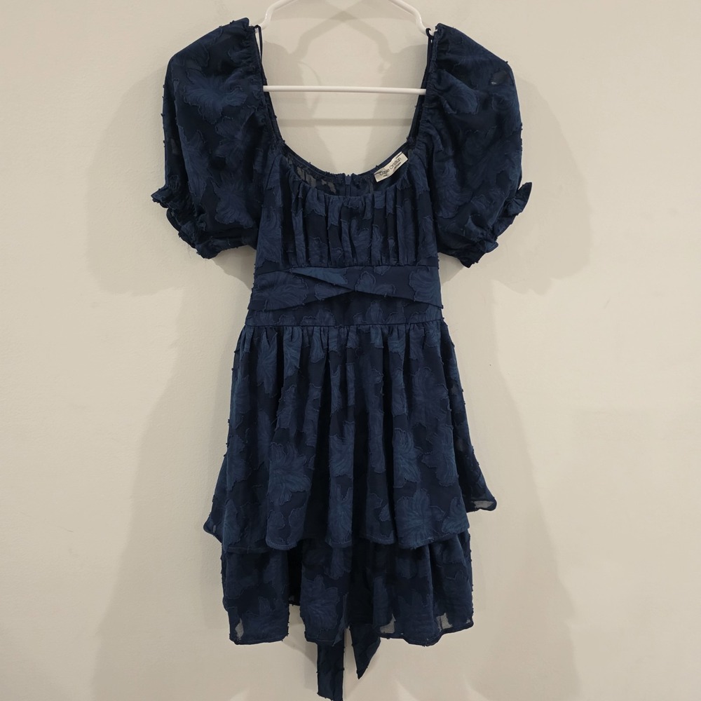 Womens Mini Tiered Milk Maid Dress Size Small Floral Semi Sheer Cottage